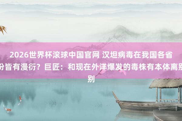 2026世界杯滚球中国官网 汉坦病毒在我国各省份皆有漫衍？巨匠：和现在外洋爆发的毒株有本体离别