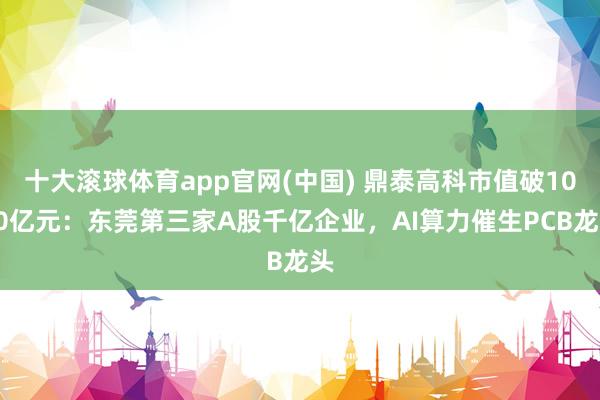 十大滚球体育app官网(中国) 鼎泰高科市值破1000亿元:东莞第三家A股千亿企业,AI算力催生PCB龙头