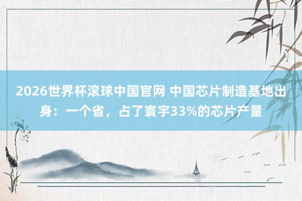 2026世界杯滚球中国官网 中国芯片制造基地出身：一个省，占了寰宇33%的芯片产量