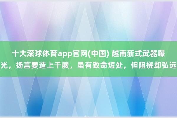 十大滚球体育app官网(中国) 越南新式武器曝光，扬言要造上千艘，虽有致命短处，但阻挠却弘远
