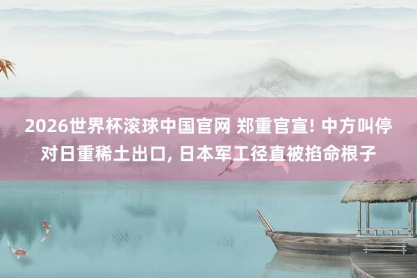 2026世界杯滚球中国官网 郑重官宣! 中方叫停对日重稀土出口， 日本军工径直被掐命根子
