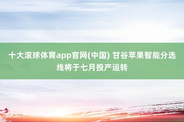 十大滚球体育app官网(中国) 甘谷苹果智能分选线将于七月投产运转