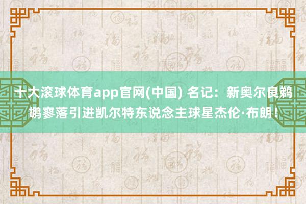 十大滚球体育app官网(中国) 名记：新奥尔良鹈鹕寥落引进凯尔特东说念主球星杰伦·布朗！