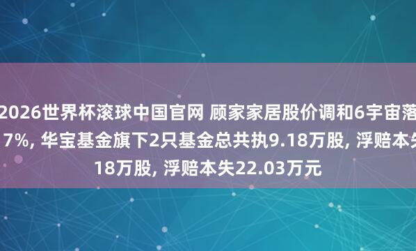 2026世界杯滚球中国官网 顾家家居股价调和6宇宙落累计跌幅8.17%， 华宝基金旗下2只基金总共执9.18万股， 浮赔本失22.03万元