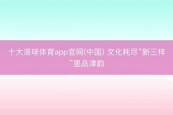 十大滚球体育app官网(中国) 文化耗尽“新三样”里品津韵