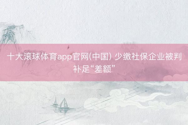 十大滚球体育app官网(中国) 少缴社保企业被判补足“差额”