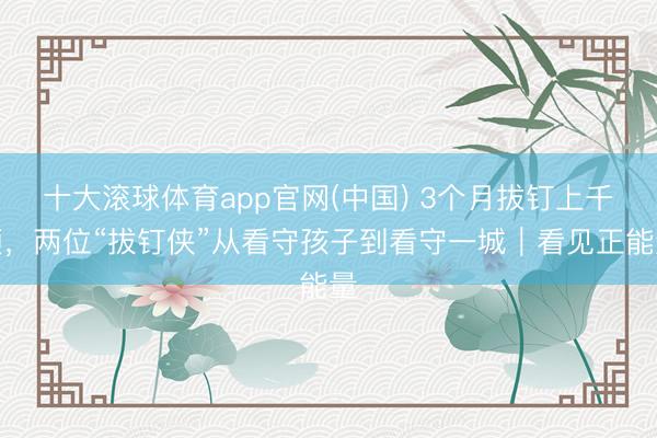 十大滚球体育app官网(中国) 3个月拔钉上千颗,两位“拔钉侠”从看守孩子到看守一城|看见正能量