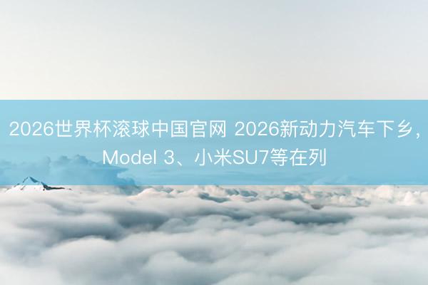 2026世界杯滚球中国官网 2026新动力汽车下乡，Model 3、小米SU7等在列