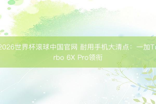 2026世界杯滚球中国官网 耐用手机大清点:一加Turbo 6X Pro领衔