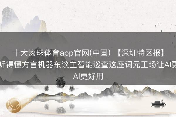 十大滚球体育app官网(中国) 【深圳特区报】模子听得懂方言机器东谈主智能巡查这座词元工场让AI更好用